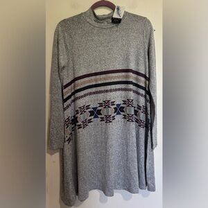 Phil Love Gray Long Sleeve Mock Neck Sweater Dress